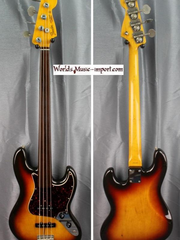 FENDER Jazz Bass JBD-62' FL Fretless 'sans repères' 1987 Nitro - 3TS Sunburst - japan import *OCCASION*